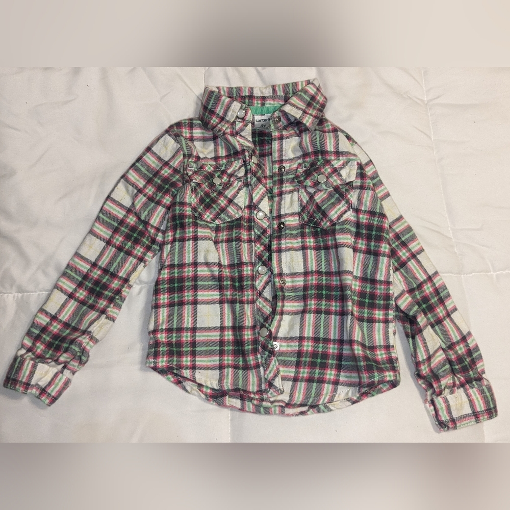 Pink/Green Plaid pearl snap